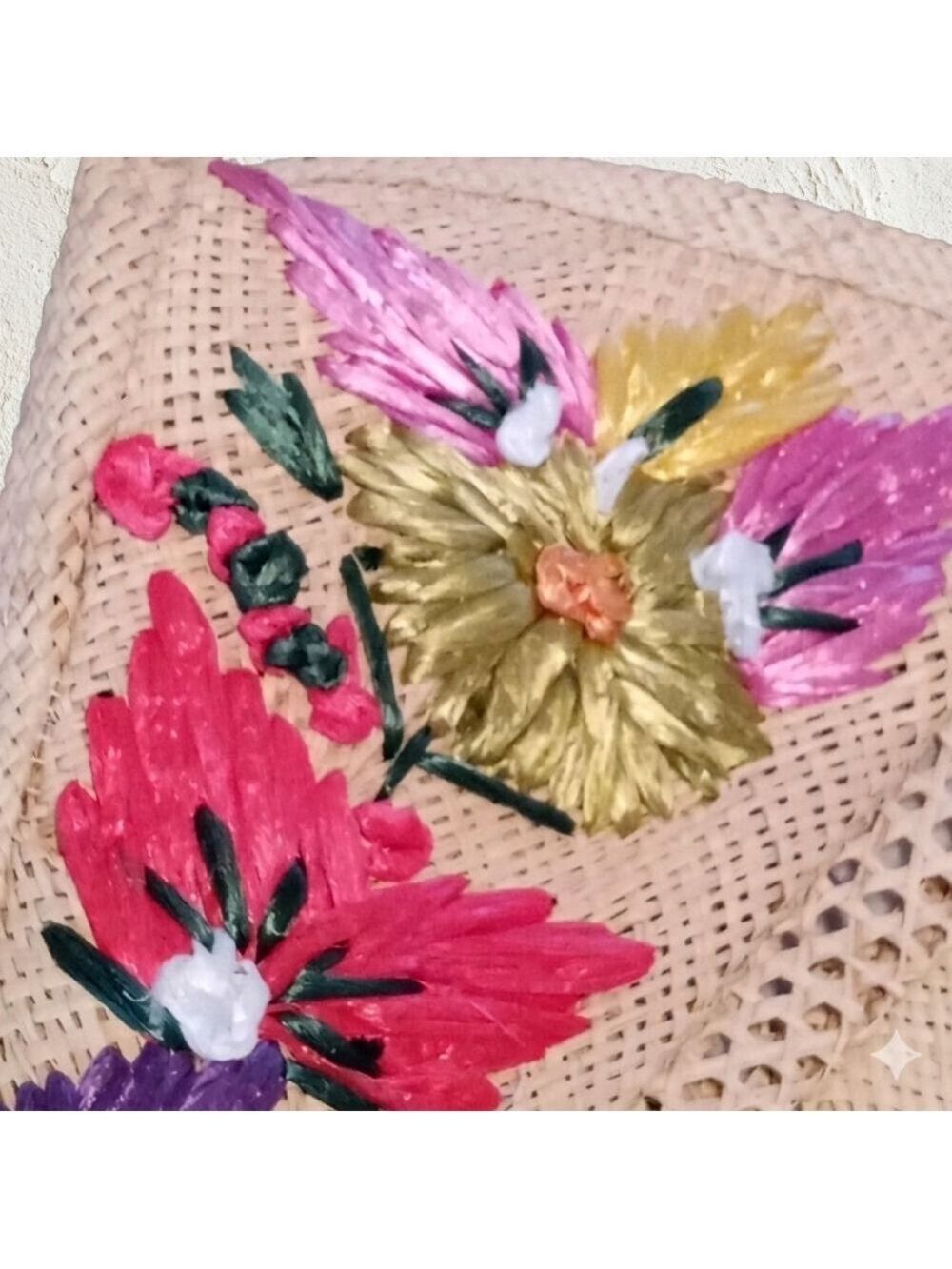 Vintage 1950s Jamaica Straw Raffia Shoulder Bag Handmade - Picture 8 of 10
